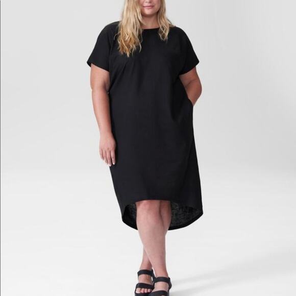 NWT Universal Standard Black Sarah Dress Linen Midi Oversized Relaxed Fit XS - Picture 1 of 11